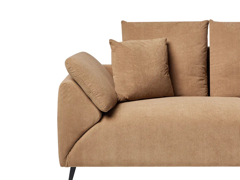 Corner Sofa 4 Seater Corduroy Brown Left Hand Flexa