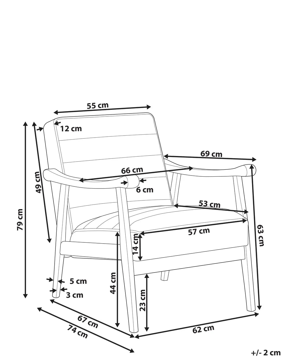 Armchair Faux Leather Brown Poly