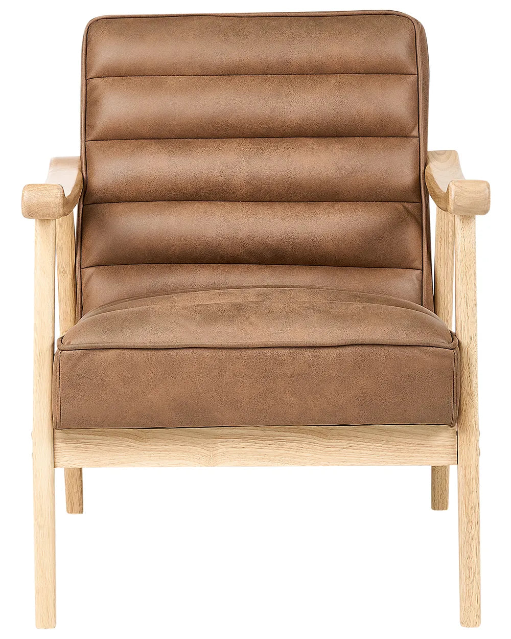 Armchair Faux Leather Brown Poly