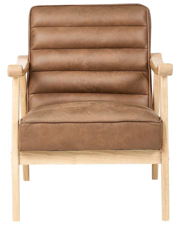Armchair Faux Leather Brown Poly