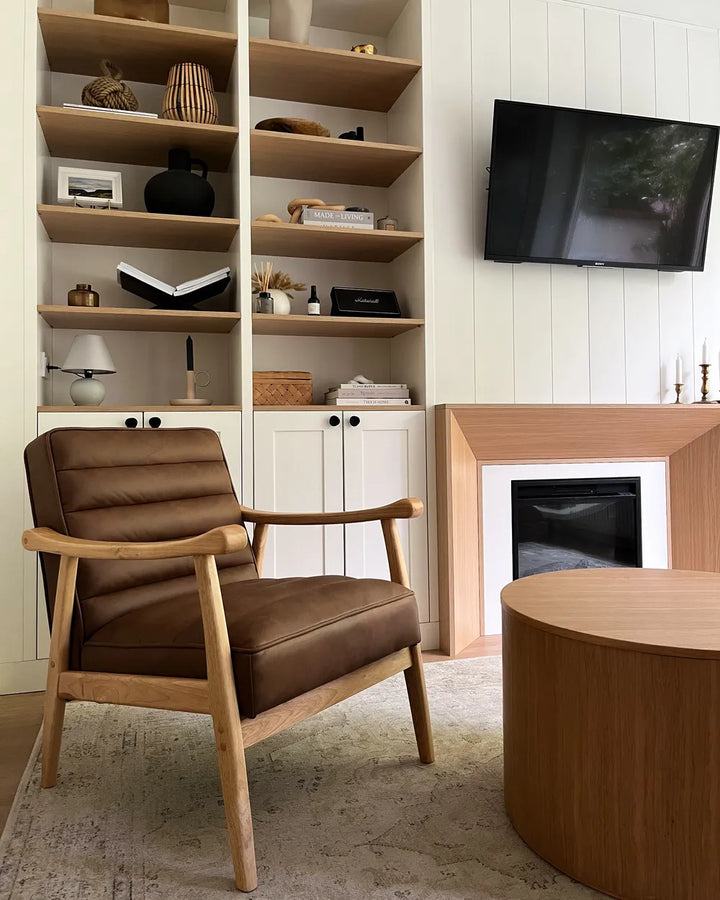 Armchair Faux Leather Brown Poly