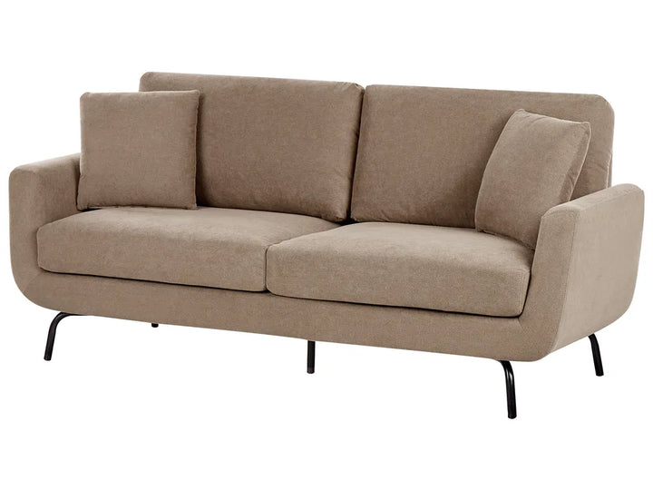 Sofa 3 Seater Fabric Light Brown Raimund