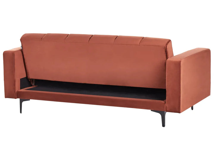 Sofa Bed 3 Seater Velvet Light Red Yosef