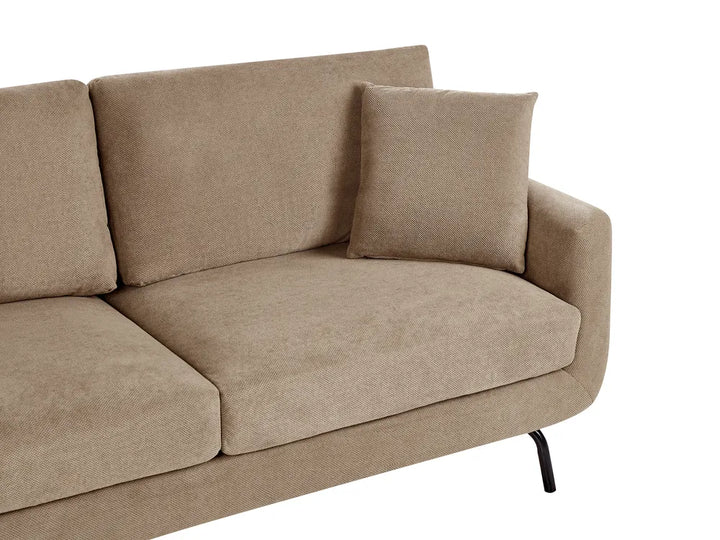 Sofa 3 Seater Fabric Light Brown Raimund