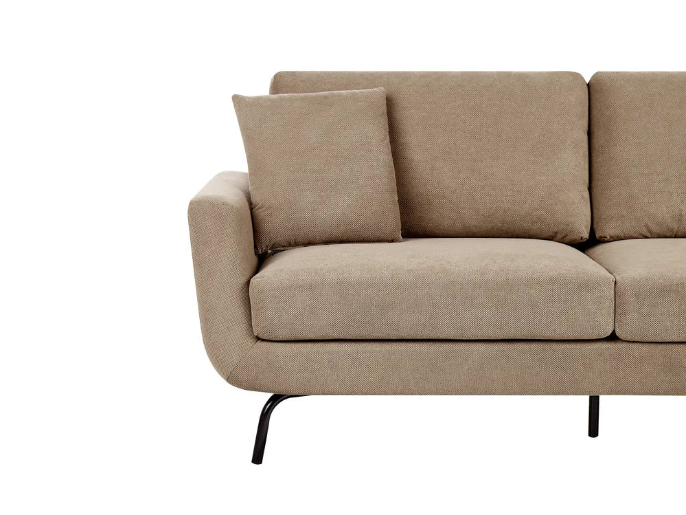 Sofa 3 Seater Fabric Light Brown Raimund