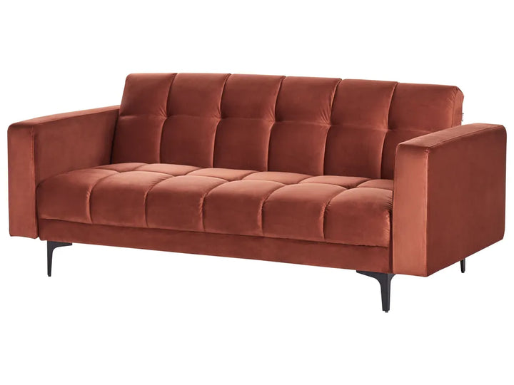 Sofa Bed 3 Seater Velvet Light Red Yosef