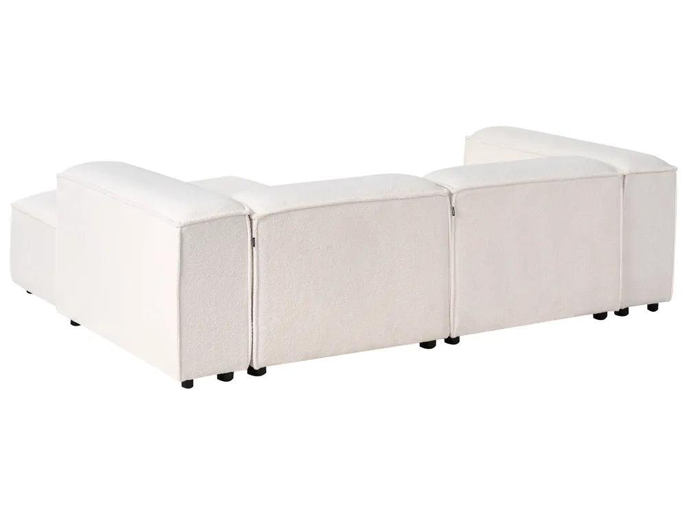 Modular Corner Sofa 2 Seater Boucle Off-White with Ottoman Left Hand Oakham