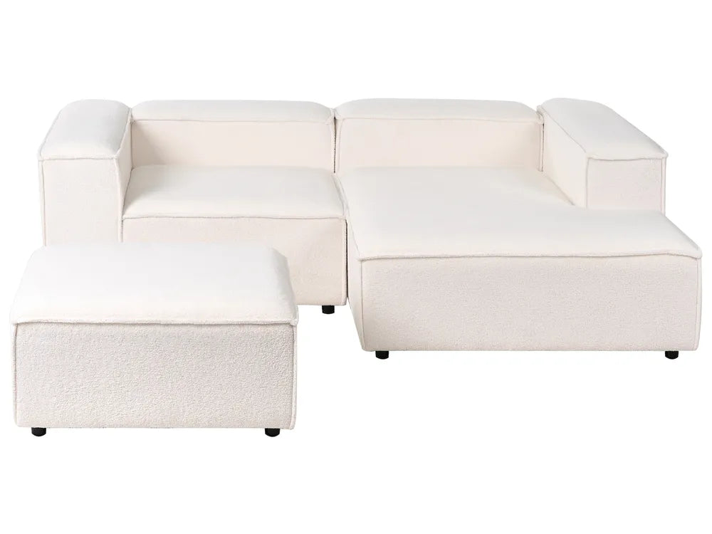 Modular Corner Sofa 2 Seater Boucle Off-White with Ottoman Left Hand Oakham