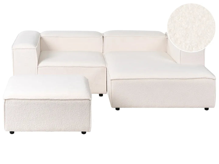 Modular Corner Sofa 2 Seater Boucle Off-White with Ottoman Left Hand Oakham