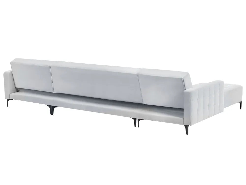 Modular U-Shape Sofa Bed 5 Seater Velvet Light Grey Denby
