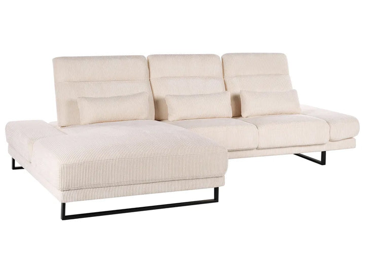 Corner Sofa 4 Seater Corduroy Beige Right Hand Ninja