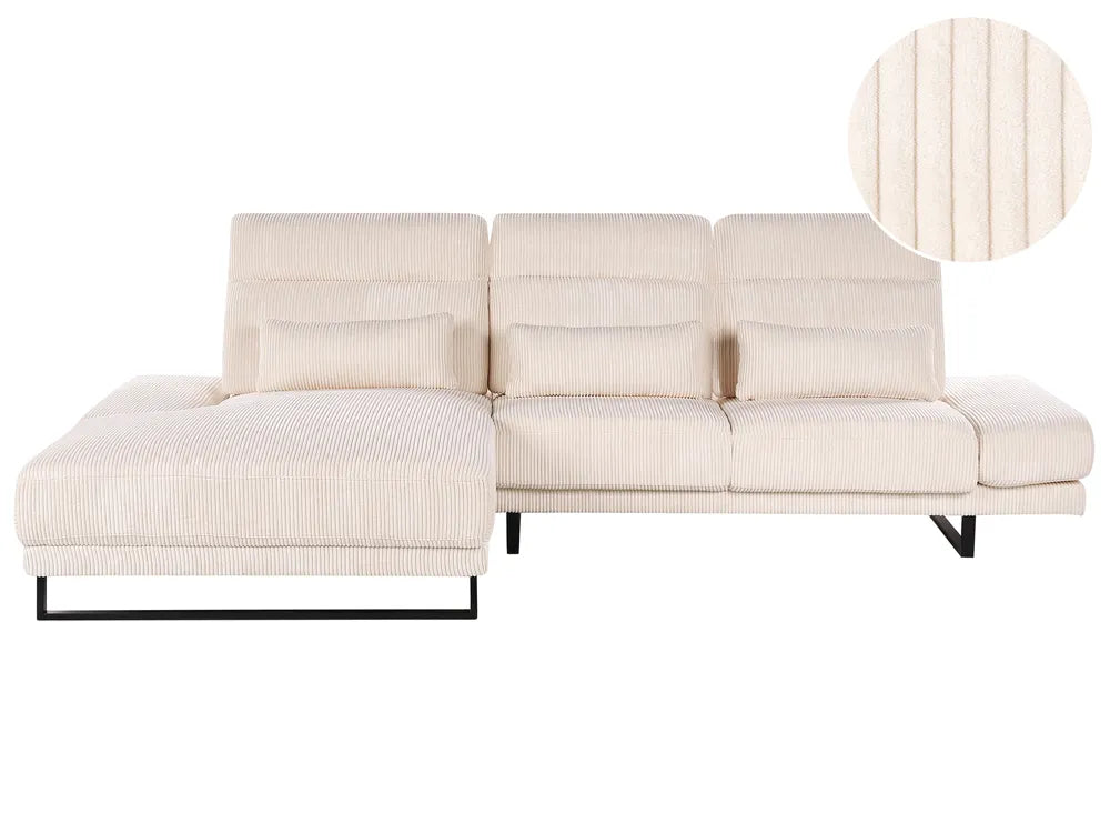 Corner Sofa 4 Seater Corduroy Beige Right Hand Ninja