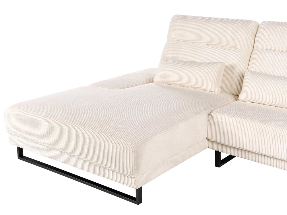 Corner Sofa 4 Seater Corduroy Beige Right Hand Ninja