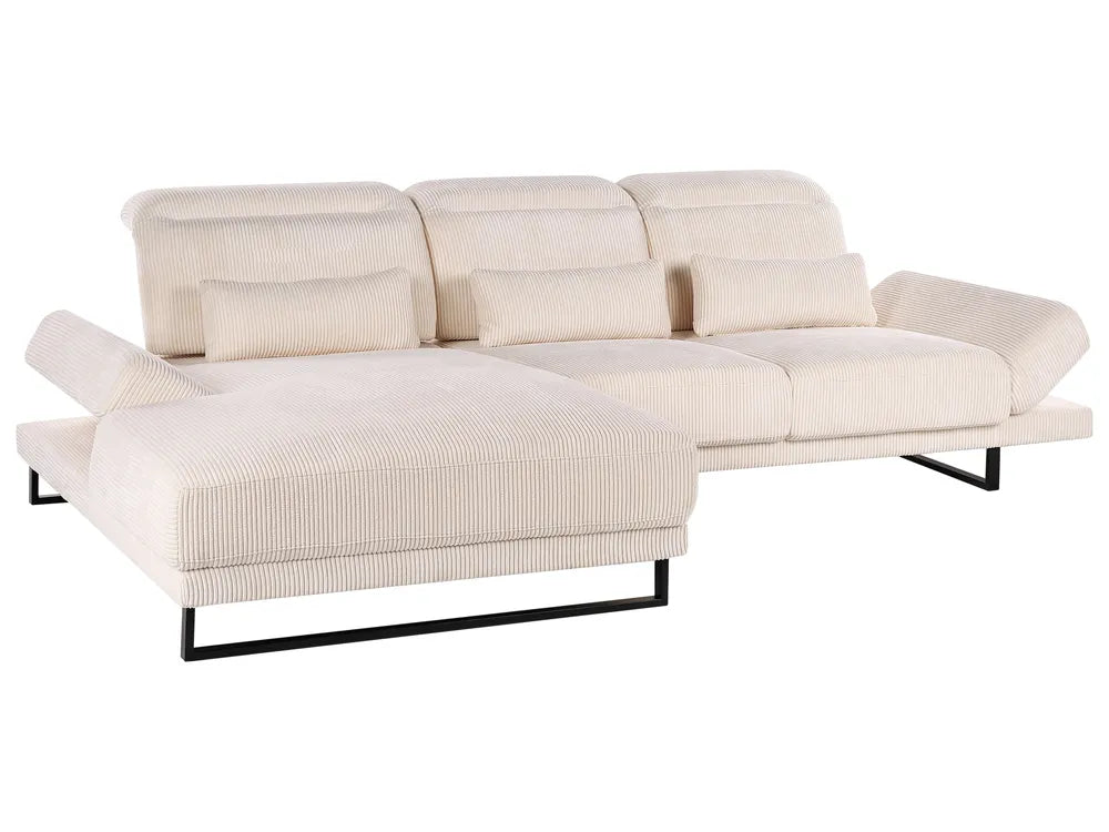 Corner Sofa 4 Seater Corduroy Beige Right Hand Ninja