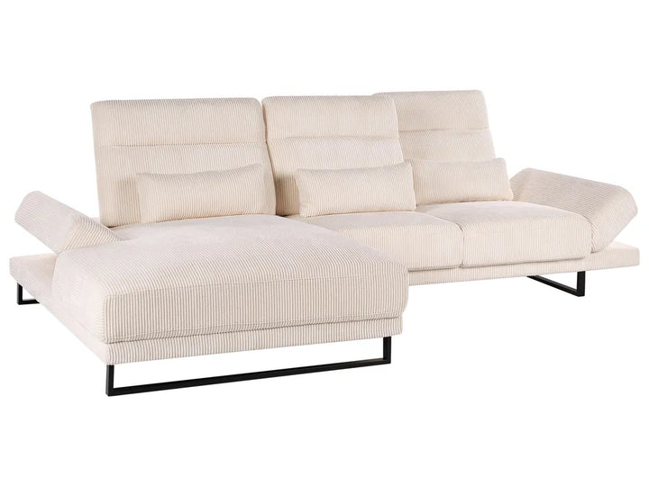 Corner Sofa 4 Seater Corduroy Beige Right Hand Ninja