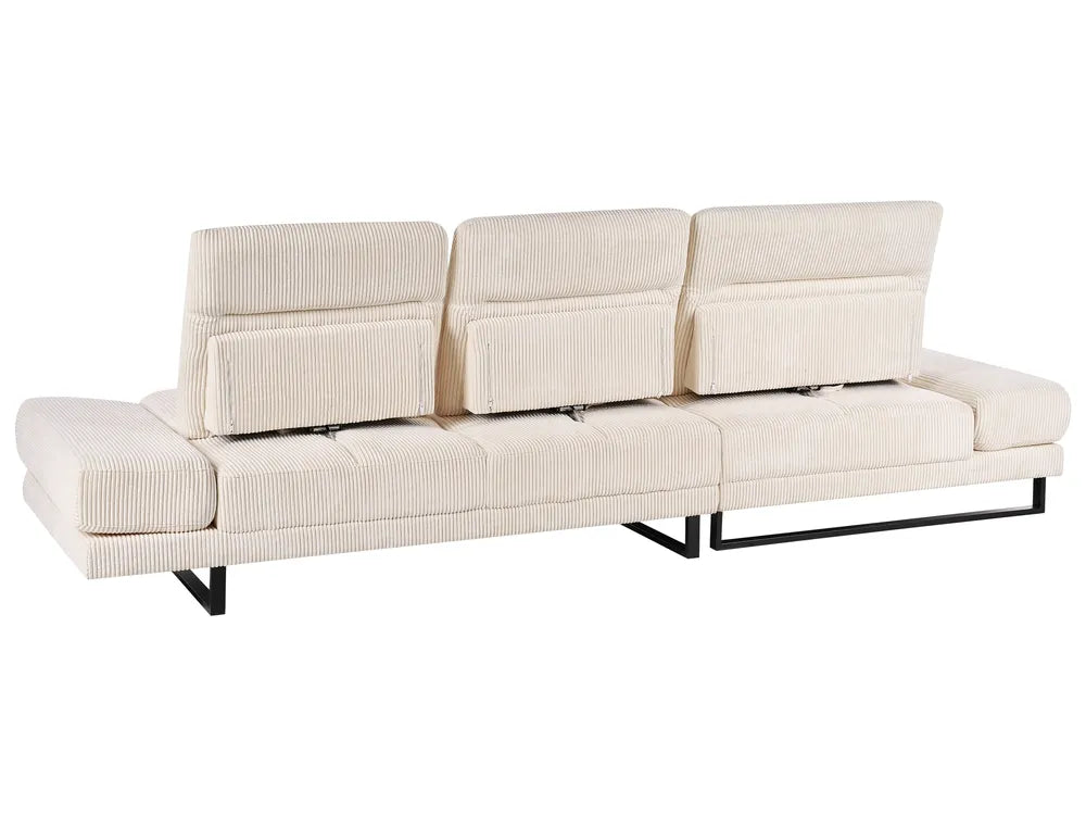 Corner Sofa 4 Seater Corduroy Beige Right Hand Ninja