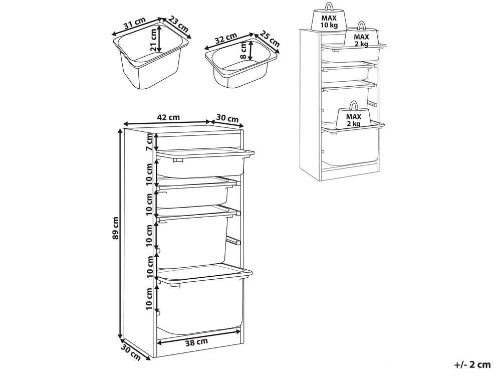 Shelf with 4 Storage Boxes White Kirklyn