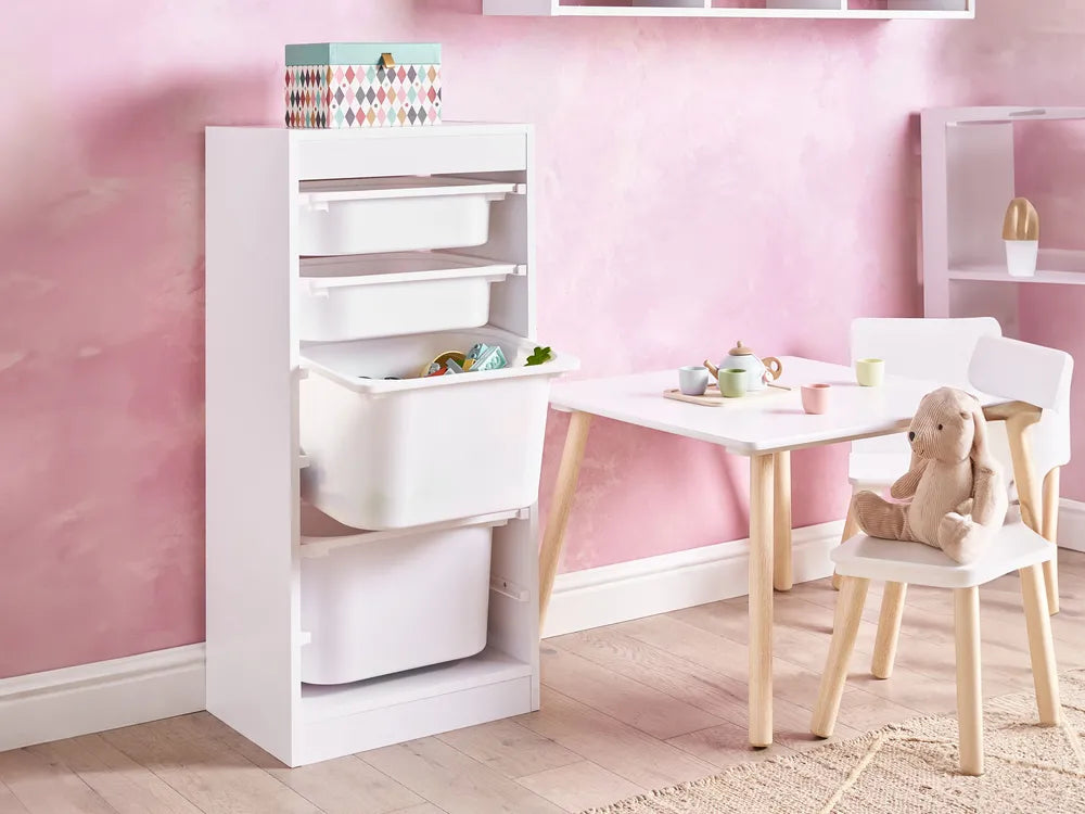 Shelf with 4 Storage Boxes White Kirklyn