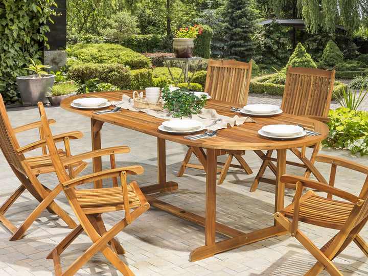 Maui Extending Garden Dining Table 160/220 cm 100 cm Acacia Wood Light Brown