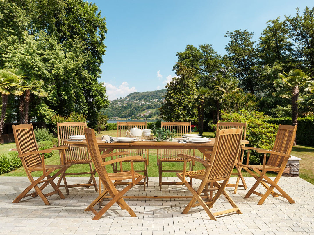Maui Extending Garden Dining Table 160/220 cm 100 cm Acacia Wood Light Brown