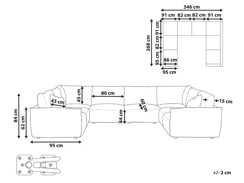 Modular U-Shape Sofa 8 Seater Boucle Beige Leiani