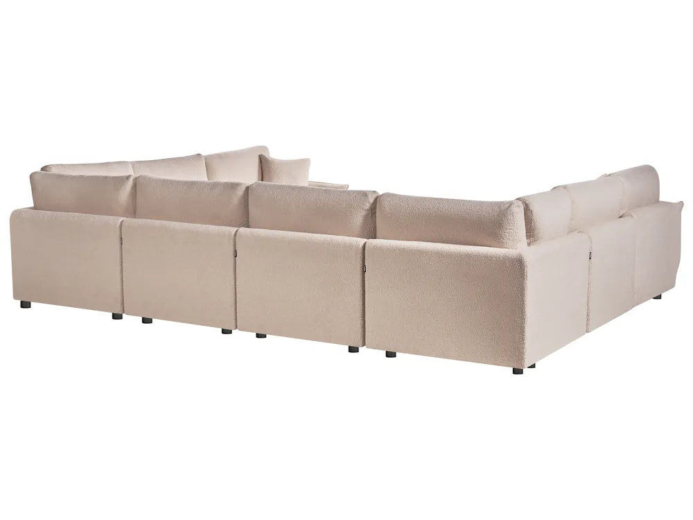Modular U-Shape Sofa 8 Seater Boucle Beige Leiani