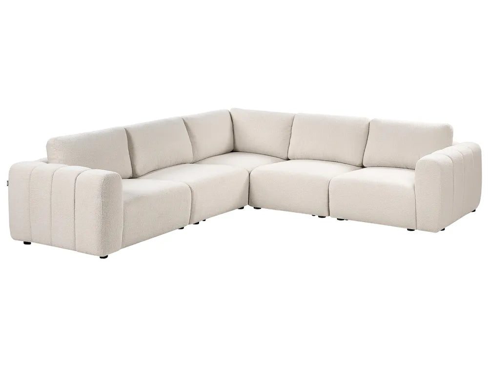 Modular Corner Sofa 5 Seater Boucle Off-White Right Hand Regeani