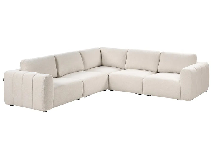 Modular Corner Sofa 5 Seater Boucle Off-White Right Hand Regeani