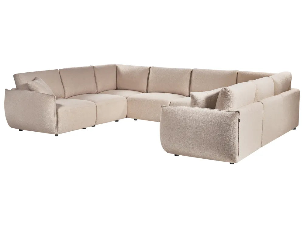 Modular U-Shape Sofa 8 Seater Boucle Beige Leiani
