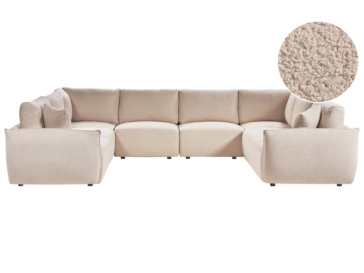 Modular U-Shape Sofa 8 Seater Boucle Beige Leiani