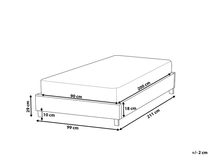 Bed without Headboard Fabric 90 x 200 cm (EU Single) Beige Malina