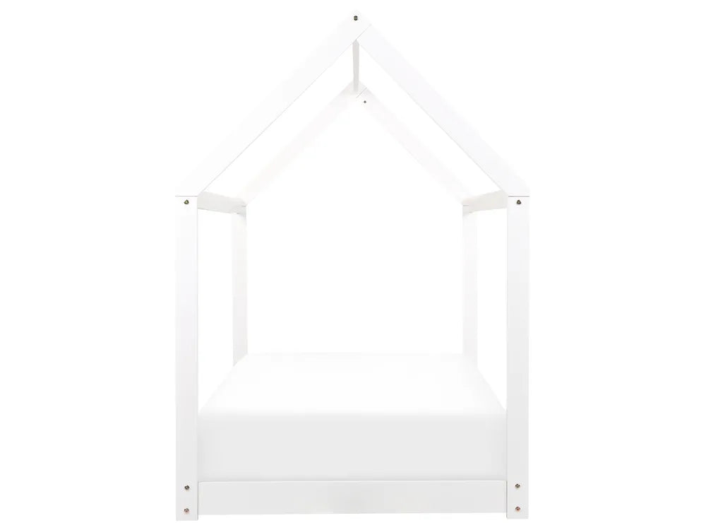 Kids Bed House Pine Wood 90 x 200 cm (EU Single) White Schlesinger