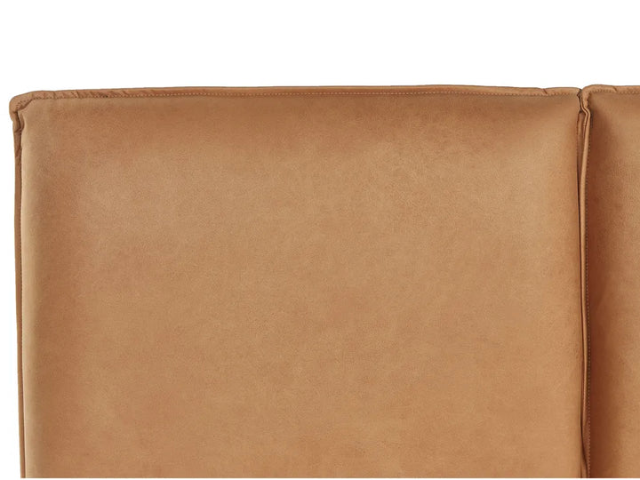 Bed Faux Leather 140 x 200 cm (EU Double) Golden Brown Besan