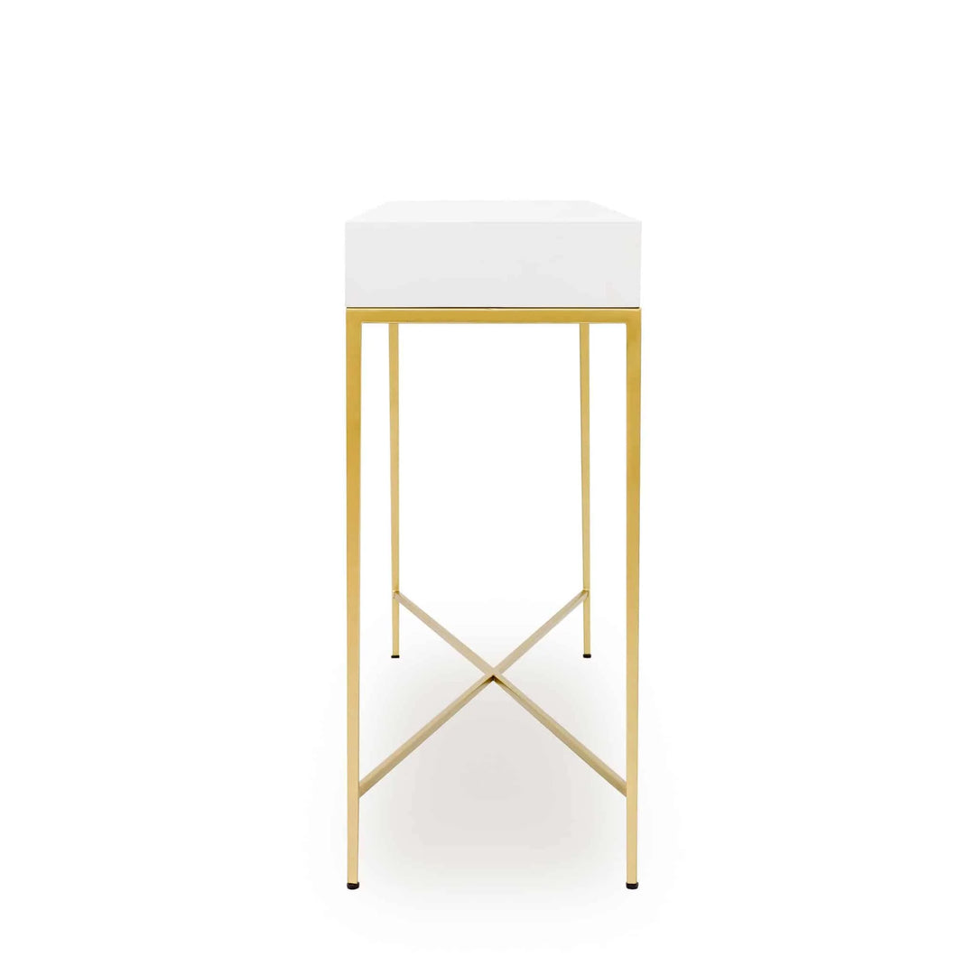 D.I.Designs Berkeley Gloss White & Gold Console Table