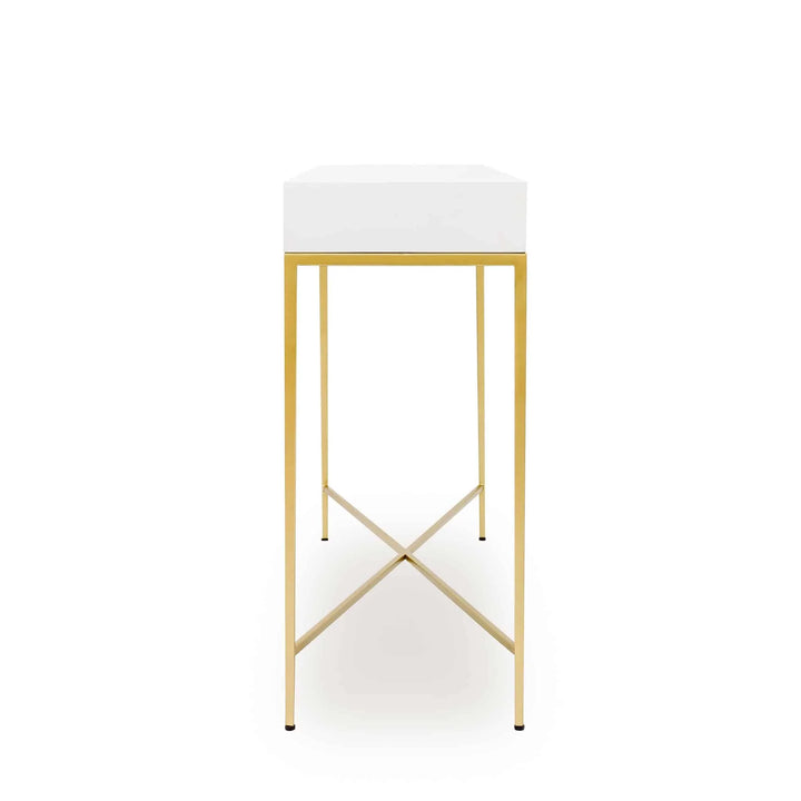 D.I.Designs Berkeley Gloss White & Gold Console Table