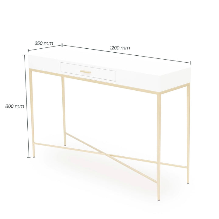 D.I.Designs Berkeley Gloss White & Gold Console Table