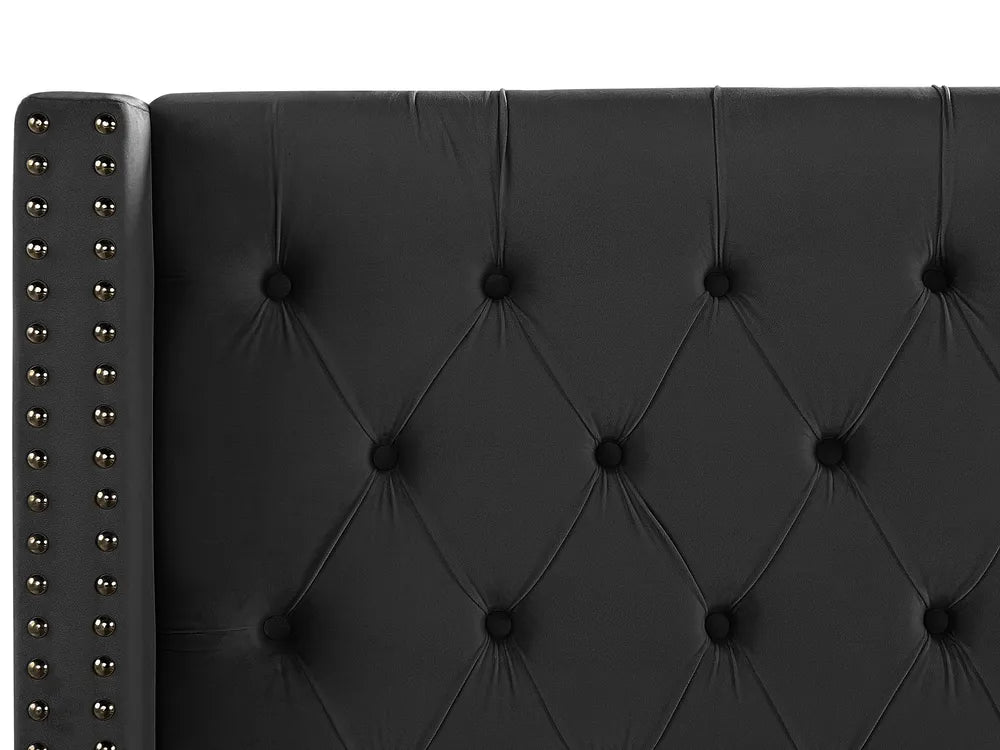 Bed Velvet 160 x 200 cm (EU King Size) Black Harlow