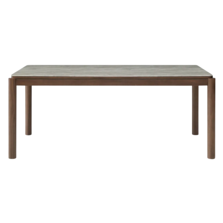 Willow Walnut Brown Wood & Grey Marble Dining Table