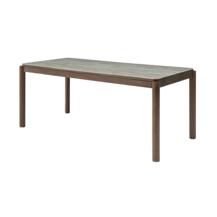 Willow Walnut Brown Wood & Grey Marble Dining Table