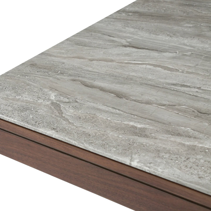 Willow Walnut Brown Wood & Grey Marble Dining Table