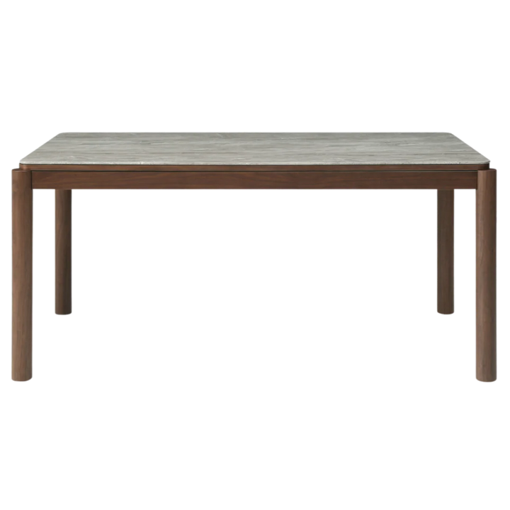 Willow Walnut Brown Wood & Grey Marble Dining Table