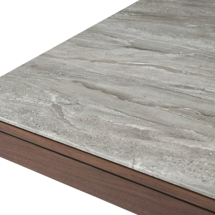 Willow Walnut Brown Wood & Grey Marble Dining Table