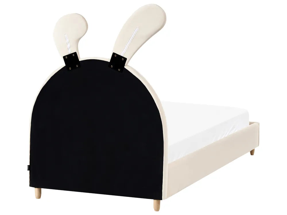 Kids Bed Rabbit Velvet 90 x 200 cm (EU Single) Beige Ariani