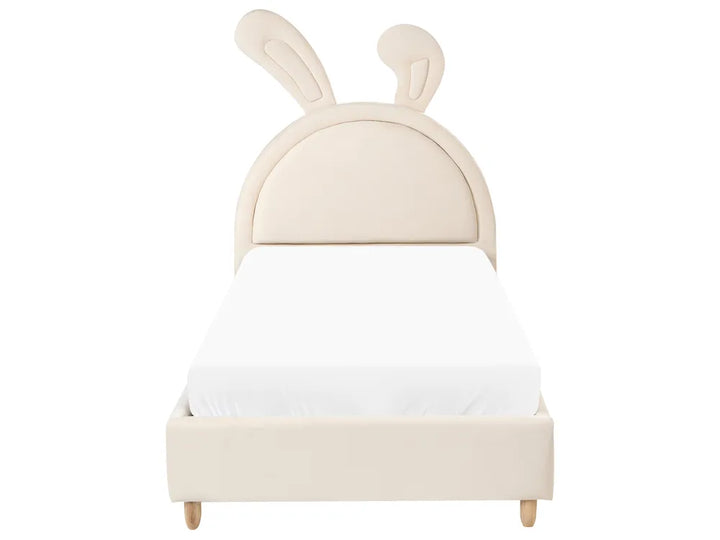 Children's bed with bunny ears on a white background