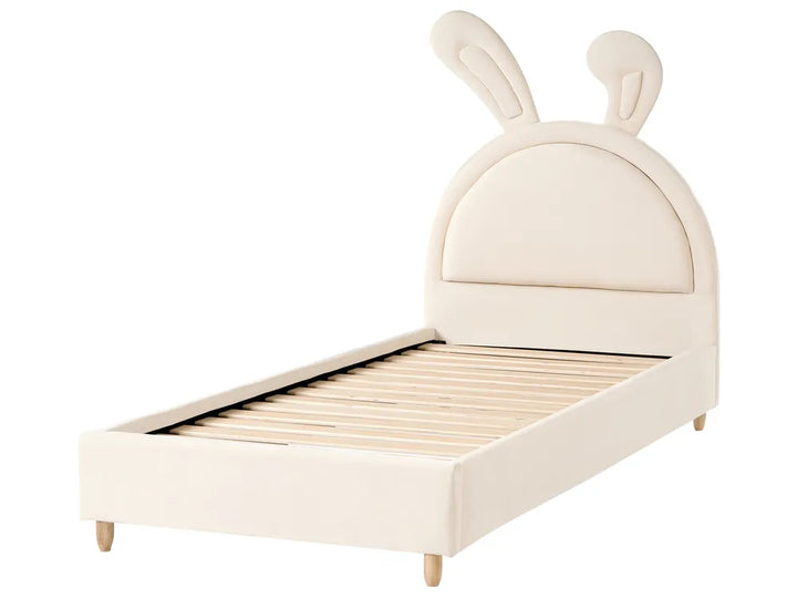Children's bed with bunny ears on a white background
