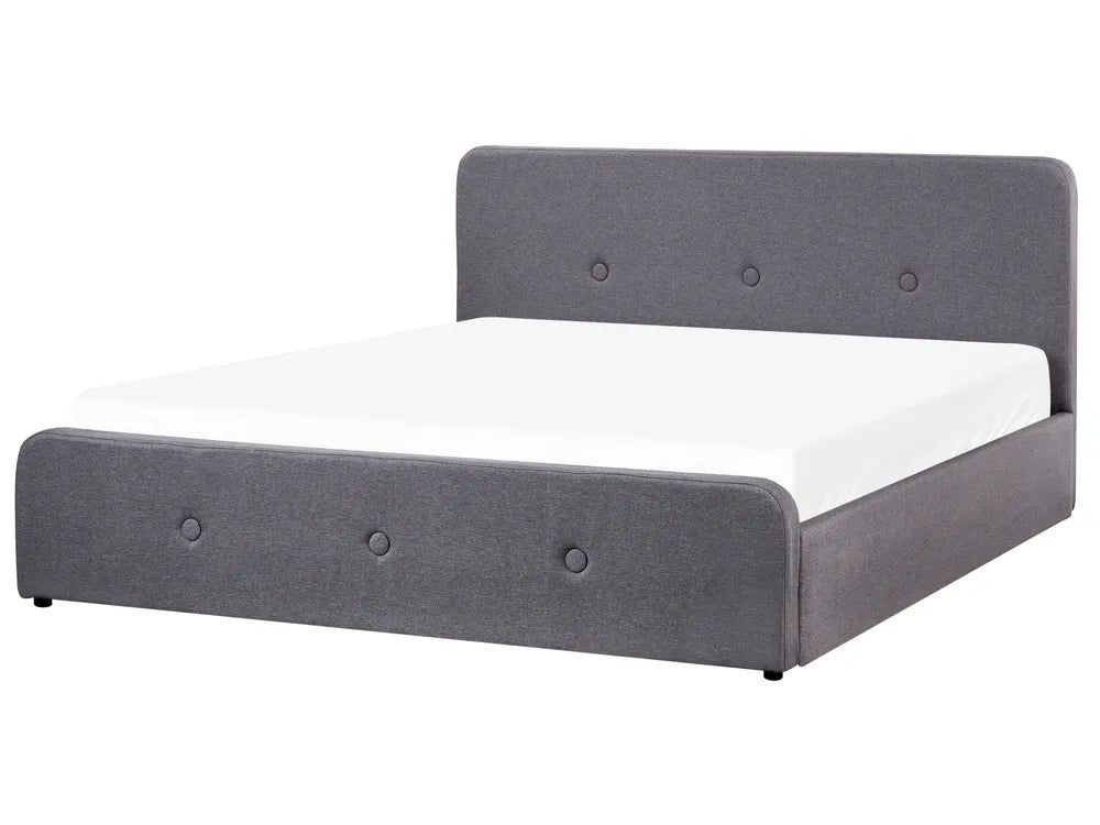 Dark grey fabric super king ottoman bed with storage