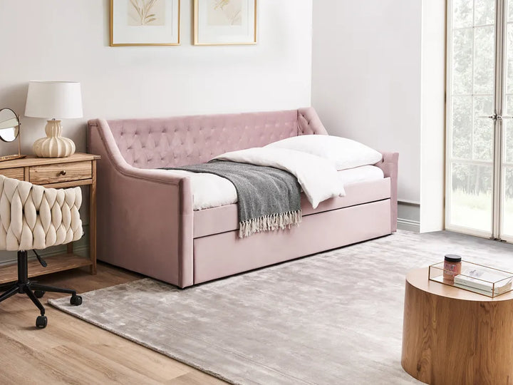 Trundle Bed Velvet 90 x 200 cm (EU Single) Pink Beckett