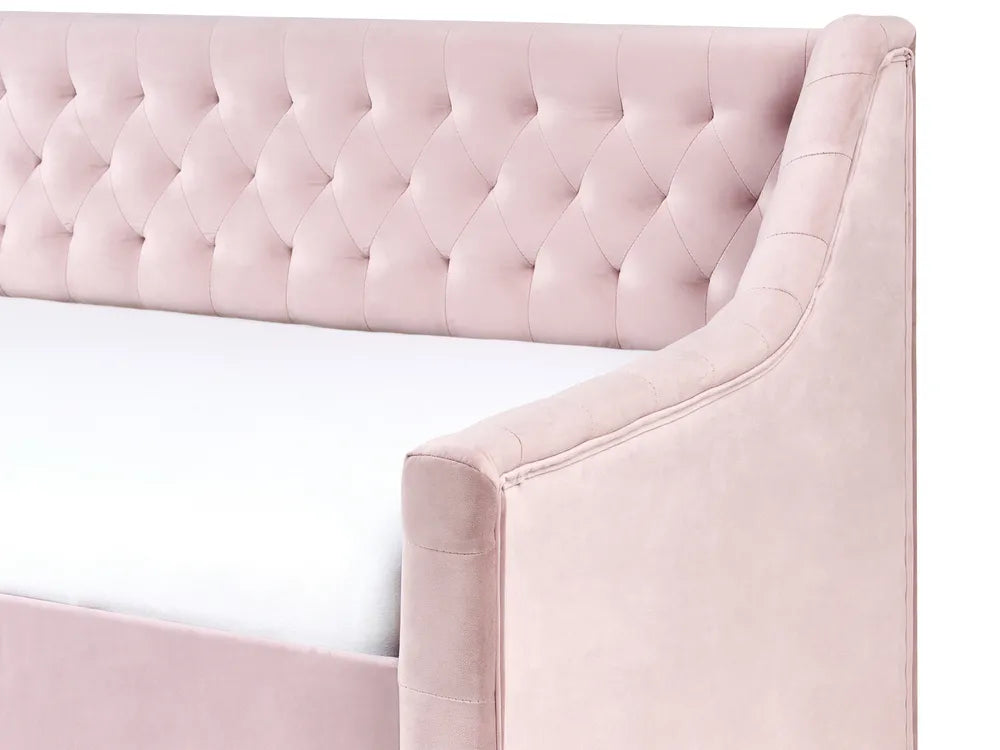 Trundle Bed Velvet 90 x 200 cm (EU Single) Pink Beckett