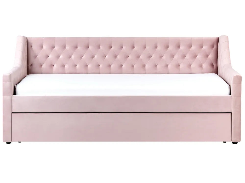 Trundle Bed Velvet 90 x 200 cm (EU Single) Pink Beckett