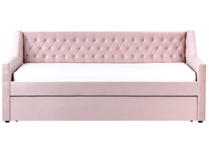 Trundle Bed Velvet 90 x 200 cm (EU Single) Pink Beckett